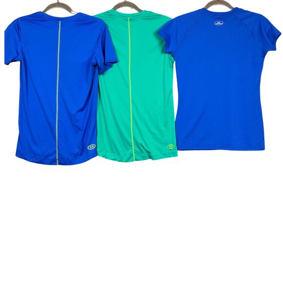 UNDER ARMOUR Women Heat Gear Shirt Tee 3 pc LOT Sm Blue Green Workout Athleisure - Picture 3 of 10